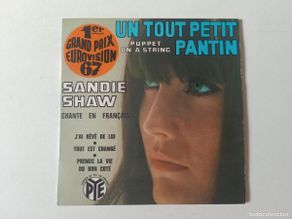 Discos de vinilo: SANDIE SHAW ”Puppet on a string” EP 4 temas Single vinilo 7” Ed. Francesa Eurovision 1967